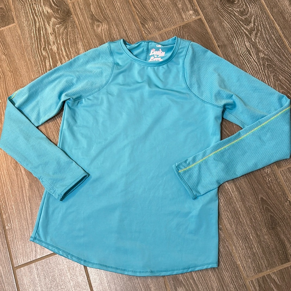 Lucky in Love girls large 14 athletic quick dry tennis longsleeve top shirt blue